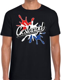 Bellatio Decorations Geslaagd kado t-shirt met spetter effect zwart voor heren M - Feestshirts