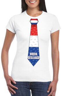 Bellatio Decorations Geslaagd stropdas t-shirt wit dames