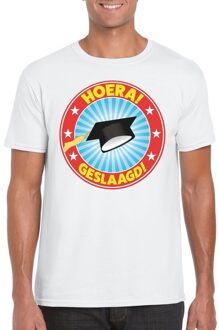 Bellatio Decorations Geslaagd t-shirt met afstudeerhoedje wit heren