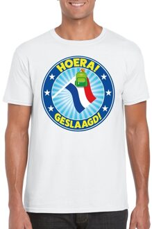 Bellatio Decorations Geslaagd t-shirt met vlaggenmast met tas wit heren