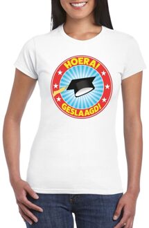 Bellatio Decorations Geslaagd t-shirt wit met afstudeerhoedje dames XS - Feestshirts