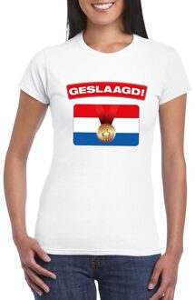 Bellatio Decorations Geslaagd t-shirt wit met vlag dames 2XL - Feestshirts