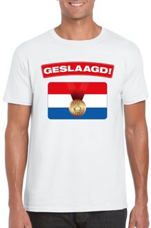 Bellatio Decorations Geslaagd t-shirt wit met vlag heren 2XL - Feestshirts