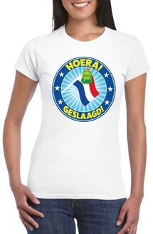 Bellatio Decorations Geslaagd t-shirt wit met vlaggenmast en tas dames L - Feestshirts