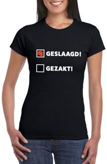 Bellatio Decorations Geslaagd t-shirt zwart met afvinklijstje dames L - Feestshirts