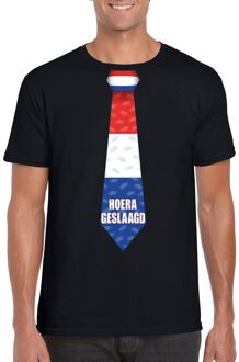 Bellatio Decorations Geslaagd t-shirt zwart met stropdas heren 2XL - Feestshirts