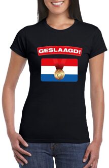 Bellatio Decorations Geslaagd t-shirt zwart met vlag dames 2XL - Feestshirts