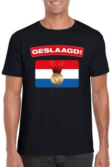 Bellatio Decorations Geslaagd t-shirt zwart met vlag heren 2XL - Feestshirts