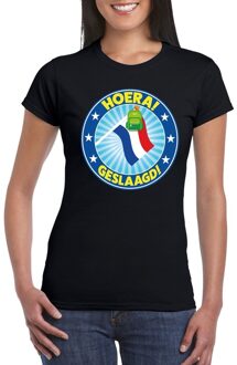 Bellatio Decorations Geslaagd t-shirt zwart met vlaggenmast en tas dames M - Feestshirts