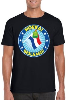 Bellatio Decorations Geslaagd t-shirt zwart met vlaggenmast en tas heren 2XL - Feestshirts