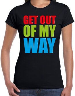 Bellatio Decorations Get out of my way fun tekst t-shirt zwart dames