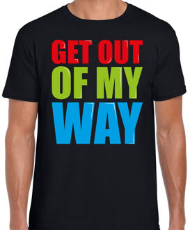 Bellatio Decorations Get out of my way fun tekst t-shirt zwart heren