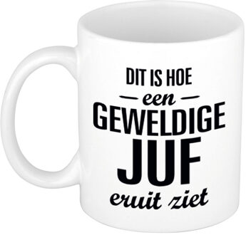 Bellatio Decorations Geweldige juf cadeau koffiemok / theebeker wit 300 ml