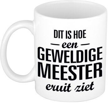 Bellatio Decorations Geweldige meester cadeau koffiemok / theebeker 300 ml Wit