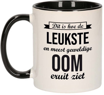 Bellatio Decorations Geweldige oom cadeau koffiemok / theebeker wit met zwart 300 ml - feest mokken