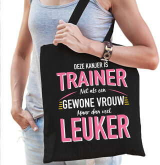 Bellatio Decorations Gewone vrouw / trainer cadeau tas zwart voor dames - Feest Boodschappentassen