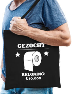 Bellatio Decorations Gezocht wc papier beloning 10.000 katoenen cadeau tas zwart voor heren - kado tas / tasje / shopper