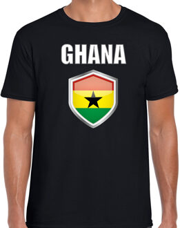 Bellatio Decorations Ghana landen supporter t-shirt met Ghanese vlag schild zwart heren