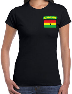 Bellatio Decorations Ghana t-shirt met vlag zwart op borst voor dames