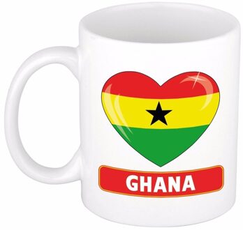 Bellatio Decorations Ghanese vlag hartje theebeker 300 ml Multi