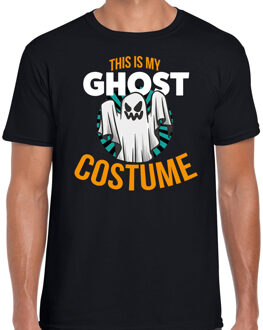 Bellatio Decorations Ghost costume halloween verkleed t-shirt zwart voor heren 2XL - Feestshirts