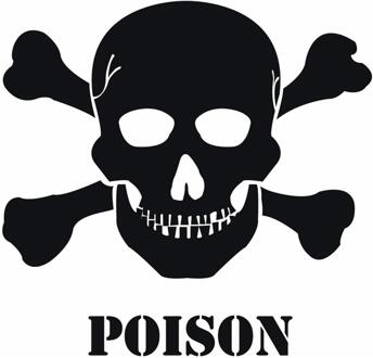 Bellatio Decorations Gif - Poison - waarschuwing gevaren sticker - wit - 10 x 10 cm - Halloween en horror thema