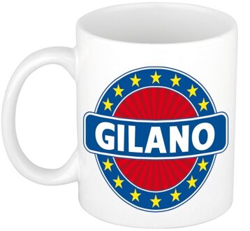 Bellatio Decorations Gilano voornaam koffiemok - beker - wit/blauw - 300 ml - Cadeau - Heren - Collega - Vaderdag