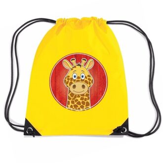 Bellatio Decorations Giraffe thema rugtas - gymtas - geel - voor kinderen - sporttas