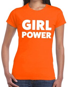 Bellatio Decorations Girl Power fun t-shirt oranje voor dames M - Feestshirts