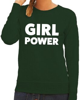 Bellatio Decorations Girl Power tekst sweater groen voor dames
