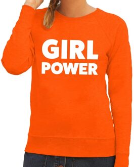 Bellatio Decorations Girl Power tekst sweater oranje voor dames