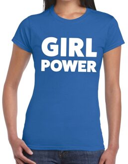 Bellatio Decorations Girl Power tekst t-shirt blauw dames