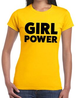 Bellatio Decorations Girl Power tekst t-shirt geel dames 2XL