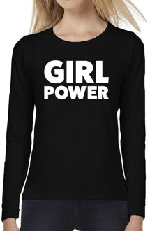 Bellatio Decorations Girl Power tekst t-shirt long sleeve zwart voor dames