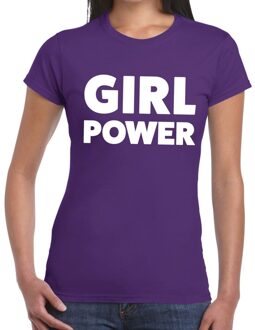 Bellatio Decorations Girl Power tekst t-shirt paars dames L