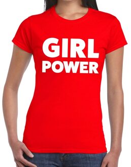 Bellatio Decorations Girl Power tekst t-shirt rood dames XS