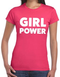 Bellatio Decorations Girl Power tekst t-shirt roze dames 2XL