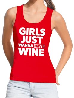 Bellatio Decorations Girls just wanna have Wine tanktop / mouwloos shirt rood dames