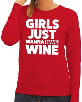 Bellatio Decorations Girls just wanna have Wine tekst sweater rood voor dames 2XL