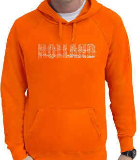 Bellatio Decorations Glitter Holland hoodie oranje rhinestone steentjes voor heren Nederland supporter EK/ WK 2XL