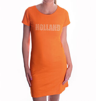 Bellatio Decorations Glitter Holland jurkje oranje rhinestone steentjes voor dames Nederland supporter EK/ WK 2XL