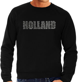 Bellatio Decorations Glitter Holland sweater zwart rhinestone steentjes voor heren Nederland supporter EK/ WK 2XL