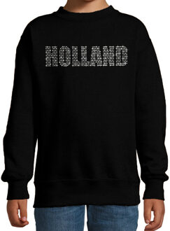 Bellatio Decorations Glitter Holland sweater zwart rhinestone steentjes voor kinderen Nederland supporter EK/ WK 12-13 jaar (152/164)