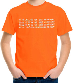 Bellatio Decorations Glitter Holland t-shirt oranje rhinestone steentjes voor kinderen Nederland supporter EK/ WK L - Feestshirts