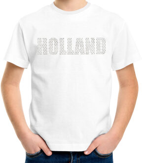 Bellatio Decorations Glitter Holland t-shirt wit rhinestone steentjes voor kinderen Nederland supporter EK/ WK L - Feestshirts