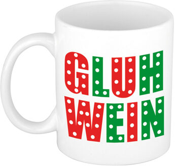 Bellatio Decorations Gluhwein kerstmok / kerstbeker wit 300 ml - Bekers