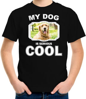 Bellatio Decorations Golden retriever honden t-shirt my dog is serious cool zwart - kinderen - Golden retrievers liefhebber cadeau shirt L (146-152)