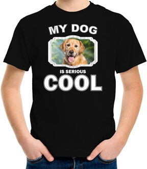 Bellatio Decorations Golden retriever honden t-shirt my dog is serious cool zwart - kinderen - Golden retrievers liefhebber cadeau shirt L (146-152)