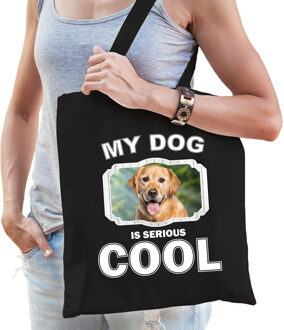 Bellatio Decorations Golden Retriever honden tasje zwart volwassenen en kinderen - my dog serious is cool kado boodschapp