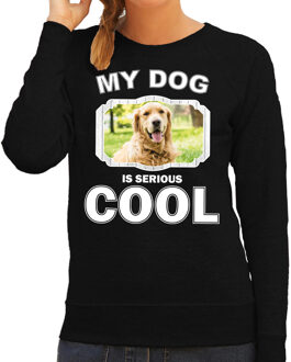 Bellatio Decorations Golden retriever honden trui / sweater my dog is serious cool zwart - dames - Golden retrievers liefhebber cadeau sweaters 2XL